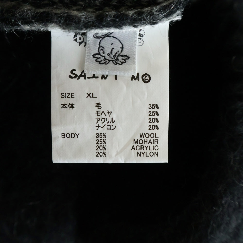SAINT MICHAEL(セントマイケル) 24AW × DENIM TEARS DT MH CARDIGAN デニムティアーズ モヘア カーディガン ブラック SM-YS1-0000-C50