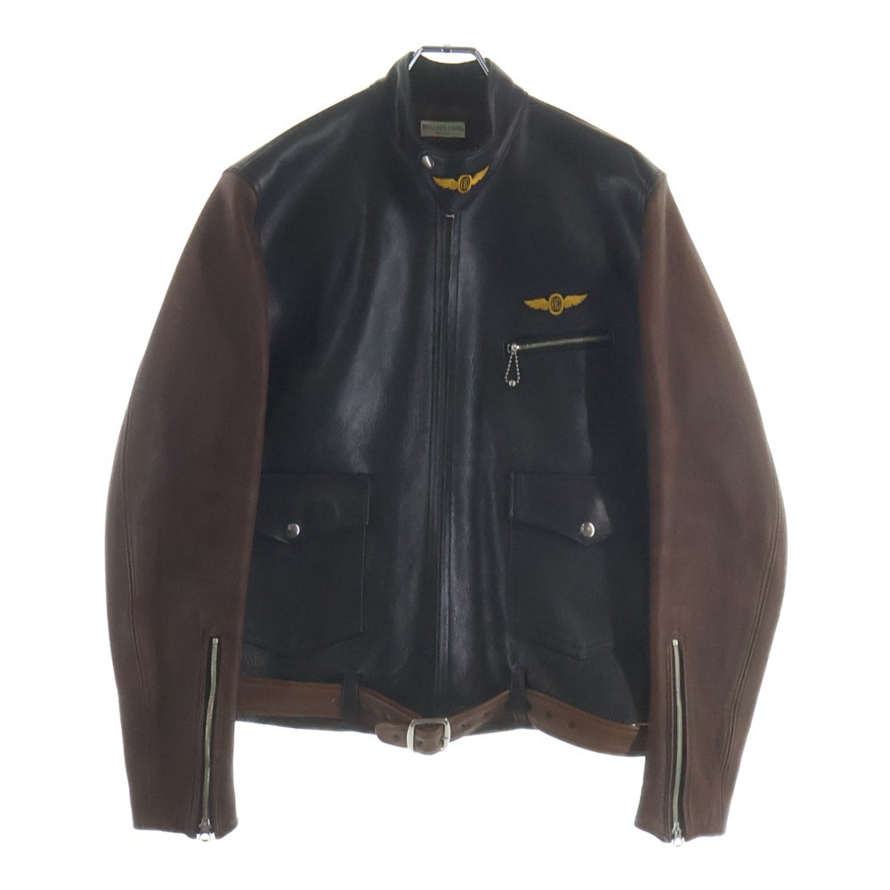 WAREHOUSE(ウェアハウス) 30s HELLER'S CAFE ヘラーズカフェ ホースハイド ディアスキン レザーライダースジャケット ブラック/ブラウン