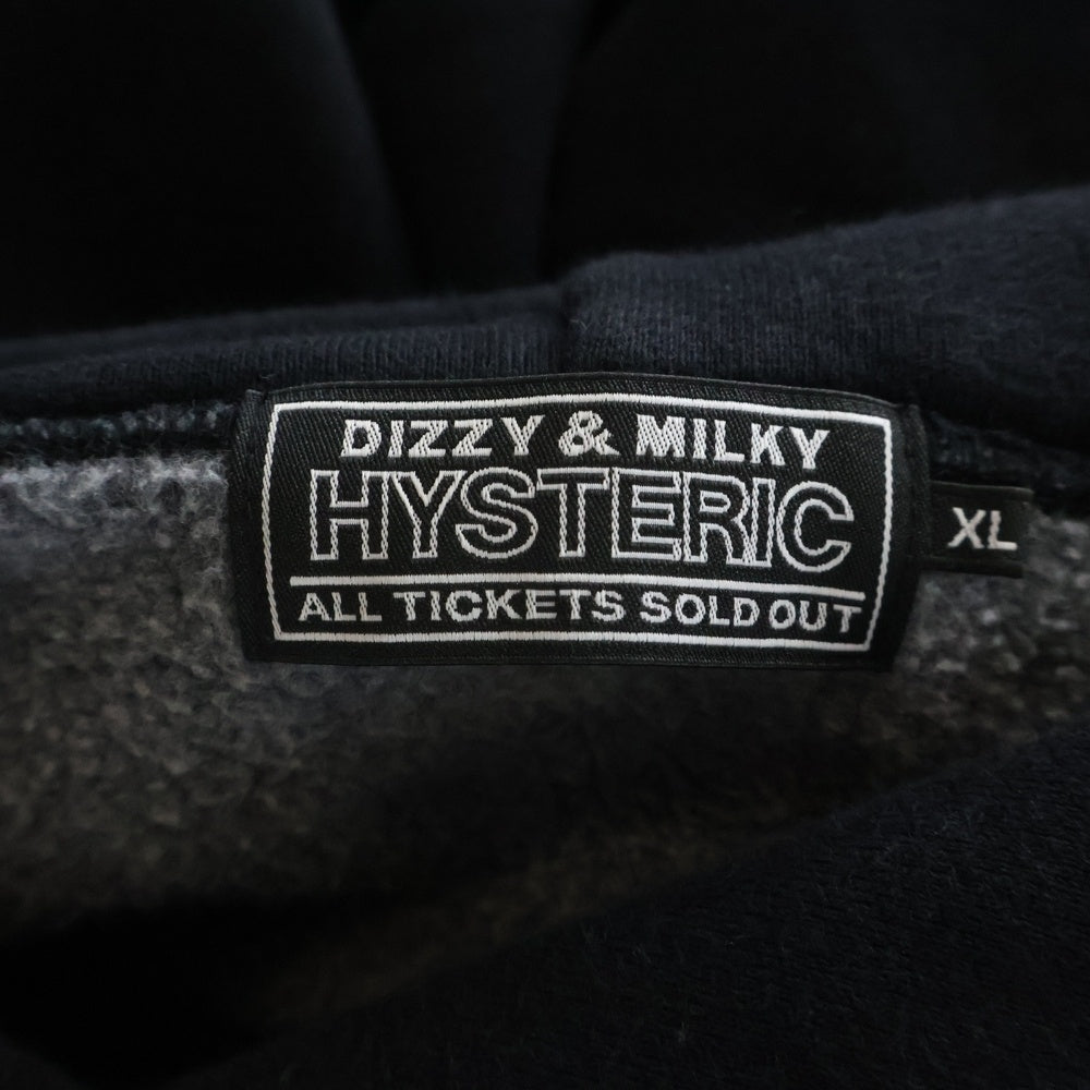 HYSTERIC GLAMOUR(ヒステリックグラマー) 25AW HYS UNIVERSITY フロントロゴ プルオーバーパーカー 裏起毛 コットン ブラック 02253CF05