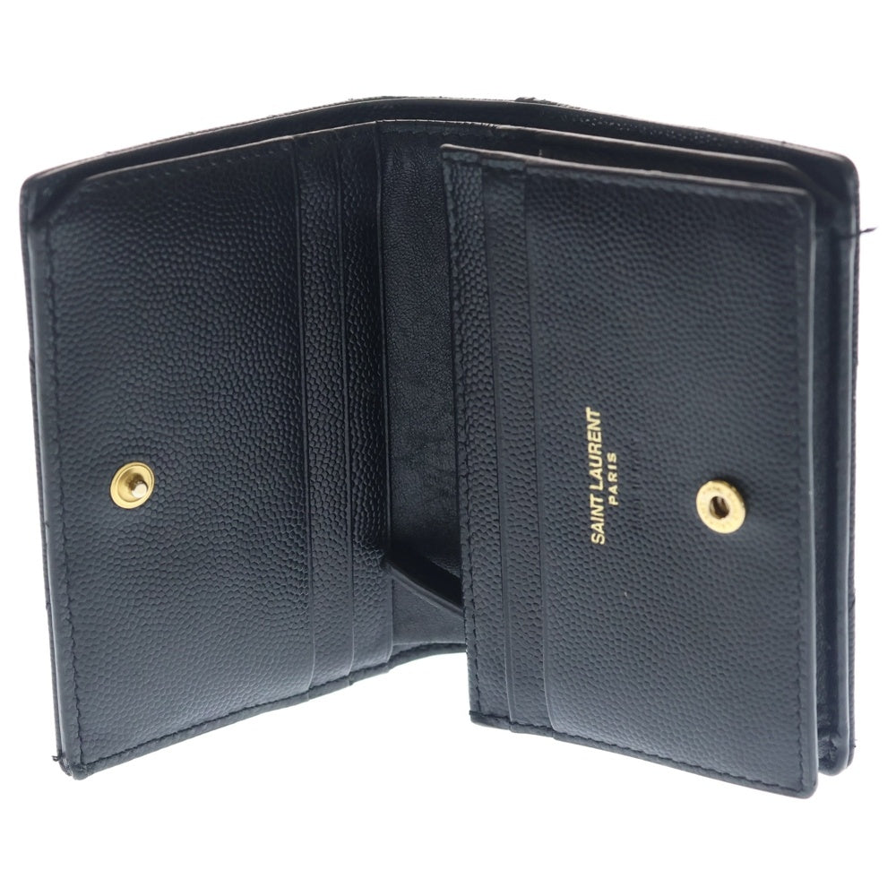 SAINT LAURENT PARIS(サンローランパリ) 二つ折り カサンドラ キルティング レザー 財布 ブラック レディース