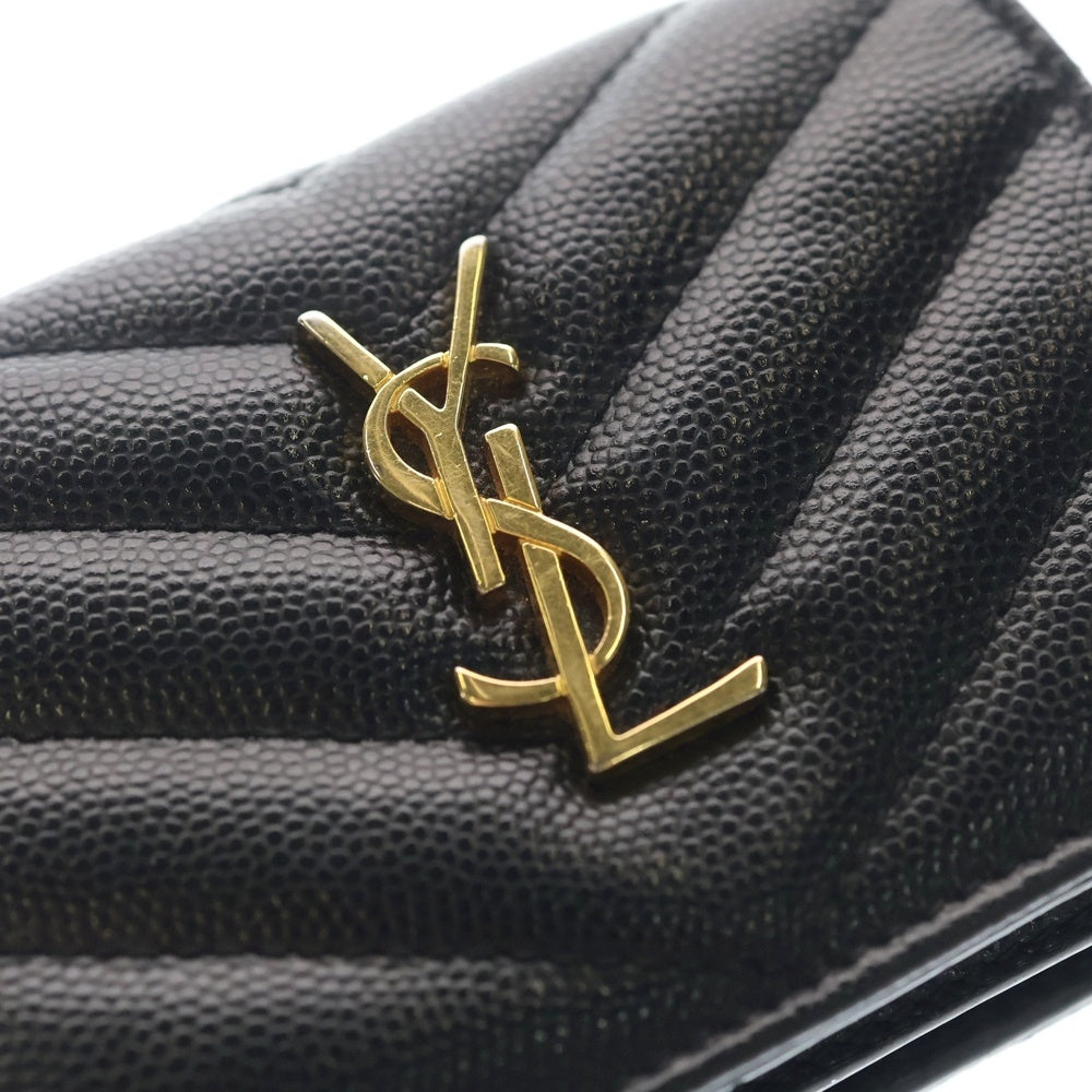 SAINT LAURENT PARIS(サンローランパリ) 二つ折り カサンドラ キルティング レザー 財布 ブラック レディース