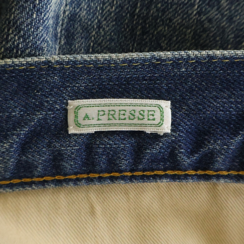 A.PRESSE(アプレッセ) 22AW Washed Denim Wide Pants ウォッシュ デニム ワイドパンツ インディゴ 22AAP-04-05H
