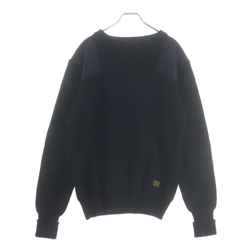 NEIGHBORHOOD(ネイバーフッド) 17AW COMMANDER W-CREW ナイロン切替 クルーネック 長袖セーター ブラック 172FUNH-KNM02