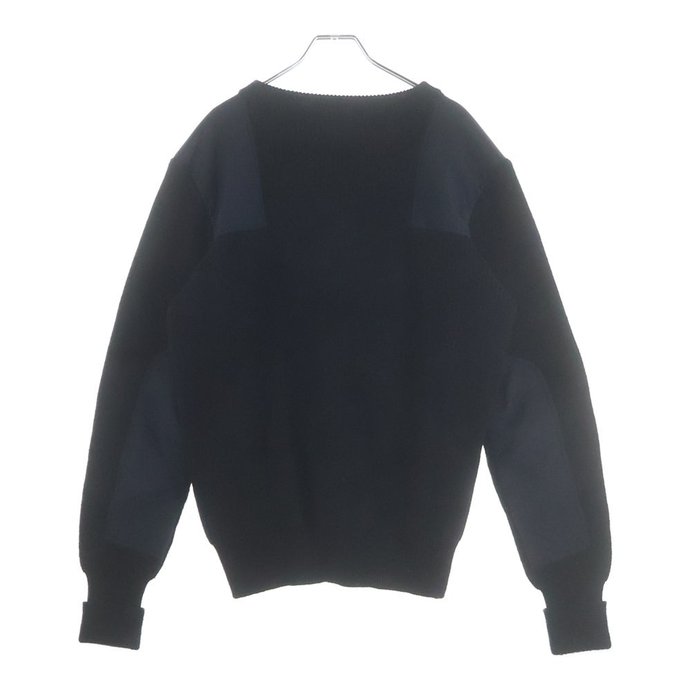 NEIGHBORHOOD(ネイバーフッド) 17AW COMMANDER W-CREW ナイロン切替 クルーネック 長袖セーター ブラック 172FUNH-KNM02