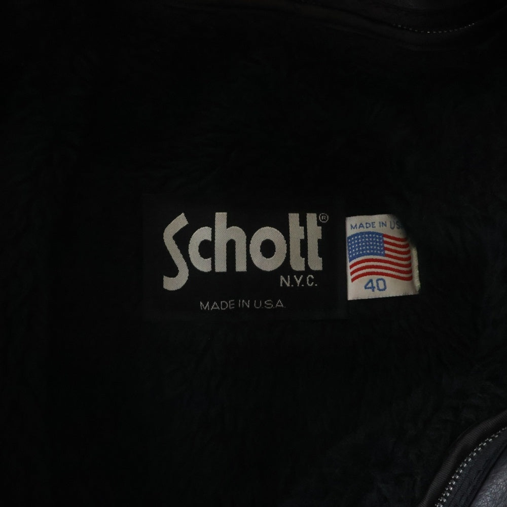 SCHOTT(ショット) 680 裏地ボア シングル レザー ライダースジャケット ブラック