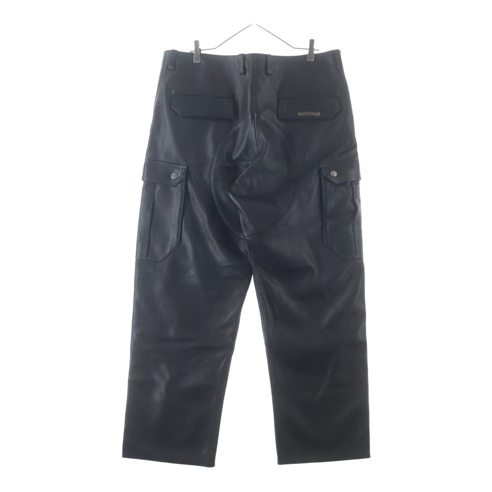 CHROME HEARTS(クロムハーツ) DEVIL DOG LTHR クロスボタン レザーロングパンツ ブラック