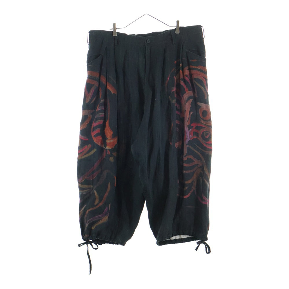 Yohji Yamamoto POUR HOMME(ヨウジヤマモト プールオム) 20SS 朝倉優佳ペイントデザイン ビッグサイズバルーンパンツ リネン ブラック HN-P63-312