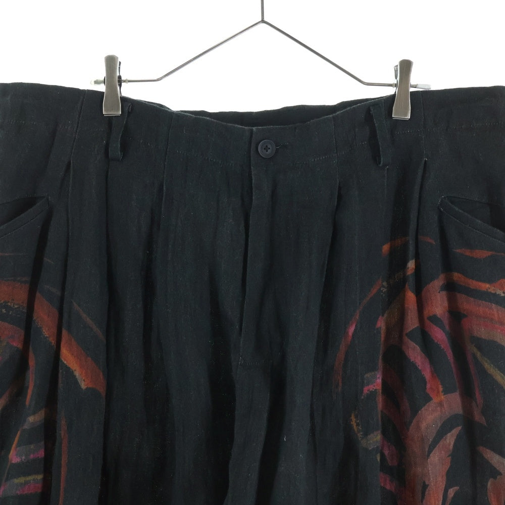 Yohji Yamamoto POUR HOMME(ヨウジヤマモト プールオム) 20SS 朝倉優佳ペイントデザイン ビッグサイズバルーンパンツ リネン ブラック HN-P63-312