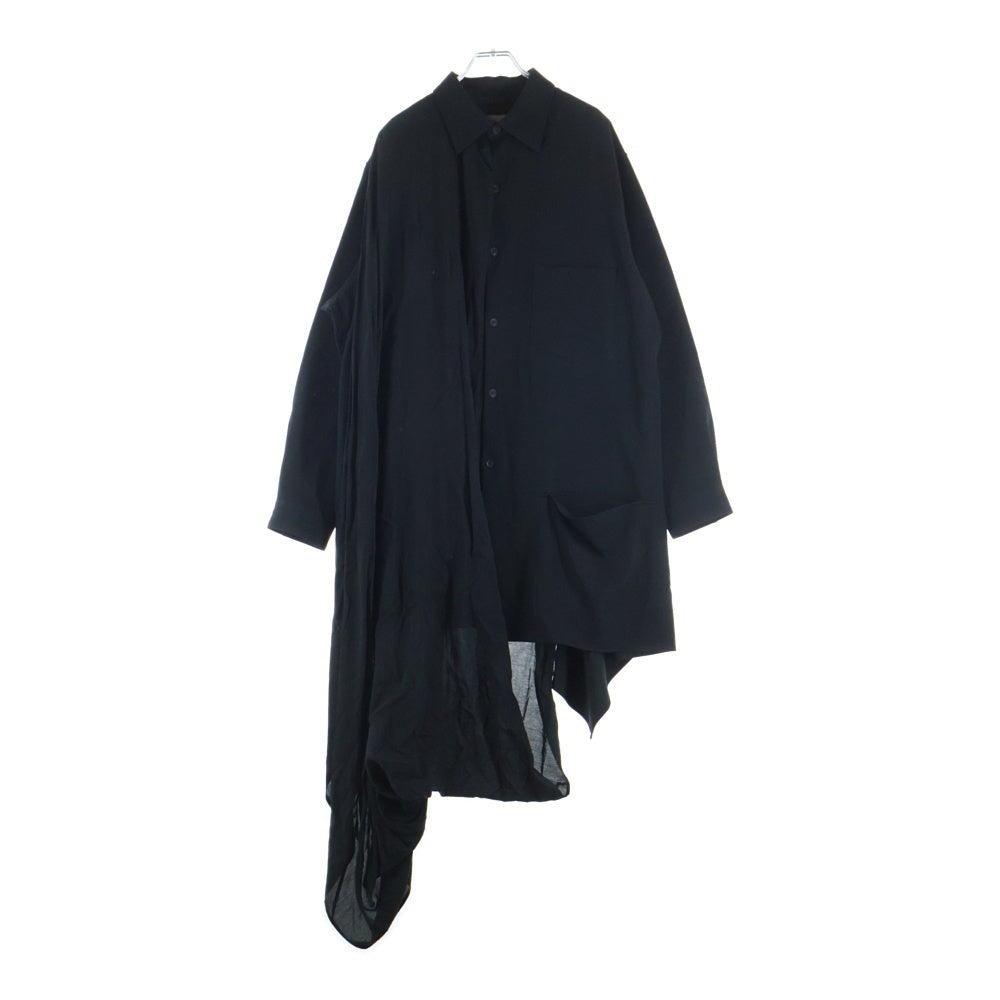 Yohji Yamamoto POUR HOMME(ヨウジヤマモト プールオム) 20AW ドレープシャツギャバ 長袖シャツ ブラック HR-B47-880