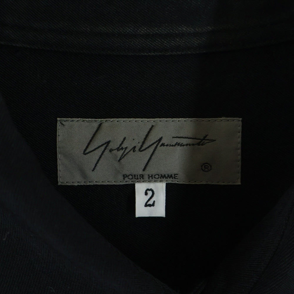 Yohji Yamamoto POUR HOMME(ヨウジヤマモト プールオム) 20AW ドレープシャツギャバ 長袖シャツ ブラック HR-B47-880