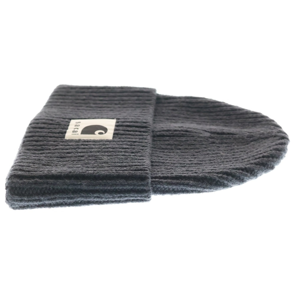 Sacai(サカイ) ×Carhartt WIP Wool Knit Beanie ウールニット ビーニー 帽子 25-00997S ブラック