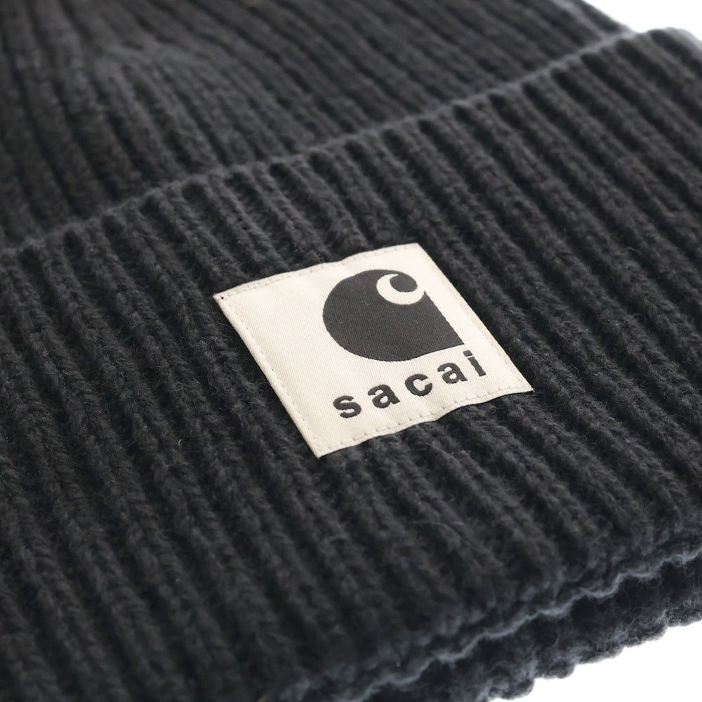 Sacai(サカイ) ×Carhartt WIP Wool Knit Beanie ウールニット ビーニー 帽子 25-00997S ブラック