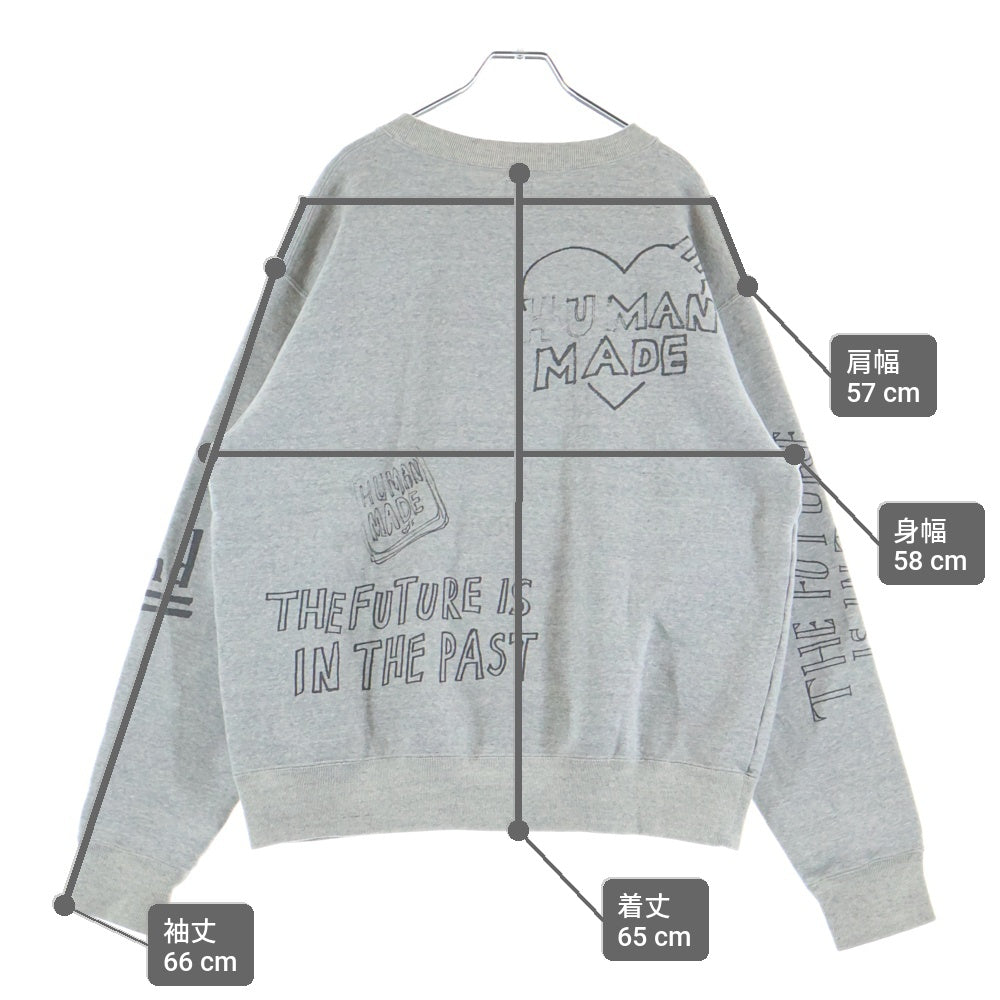 HUMAN MADE(ヒューマンメイド) GRAFFITI SWEATSHIRT 総柄スウェットトレーナー HM28CS022 グレー