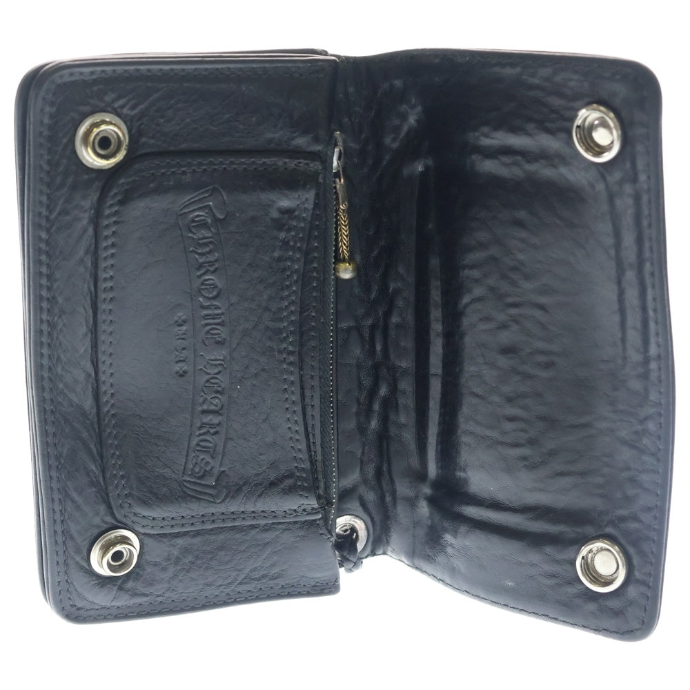 CHROME HEARTS(クロムハーツ) 1ZIP STRAP 1ジップ ストラップ クロスボールボタン レザーウォレット 財布 ブラック
