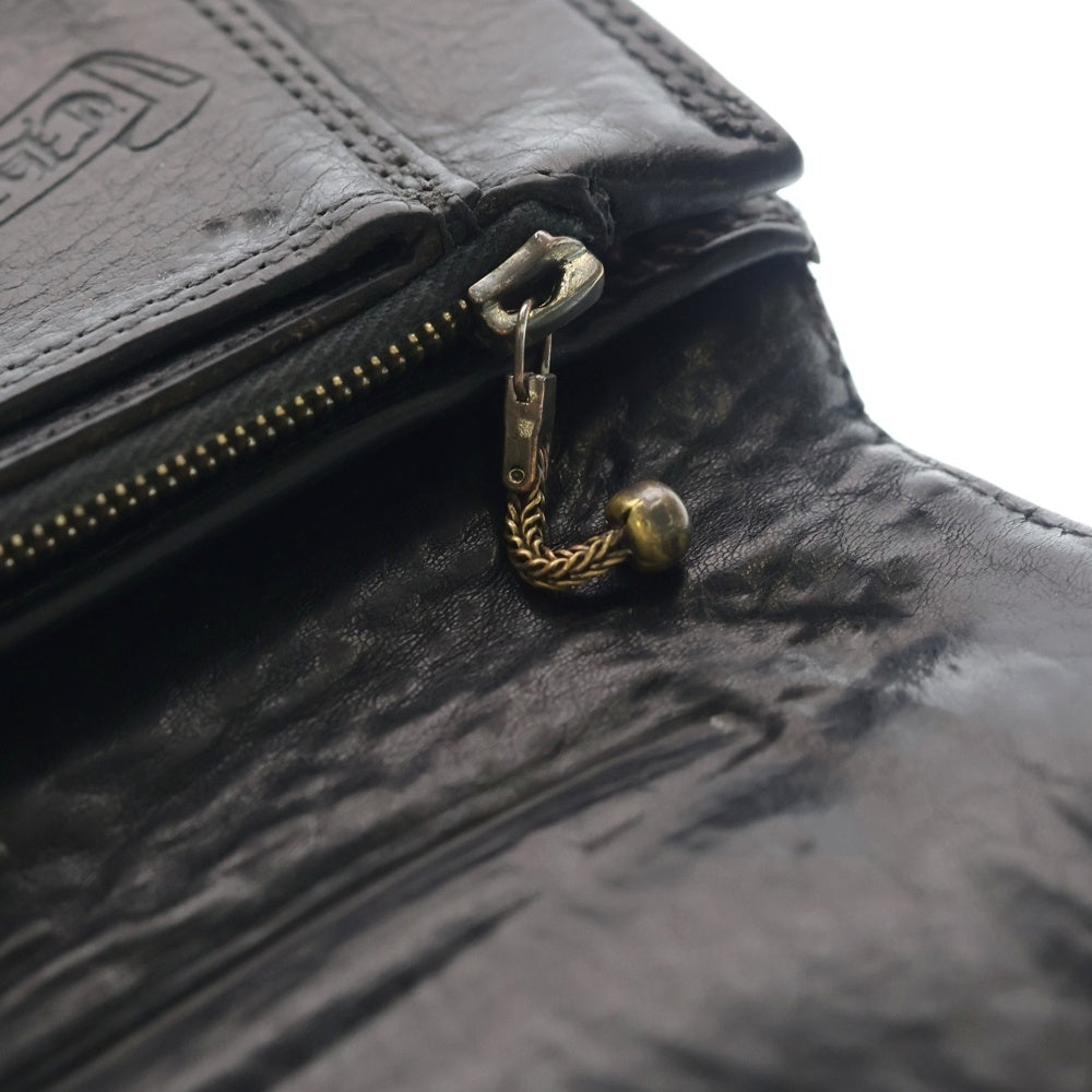 CHROME HEARTS(クロムハーツ) 1ZIP STRAP 1ジップ ストラップ クロスボールボタン レザーウォレット 財布 ブラック