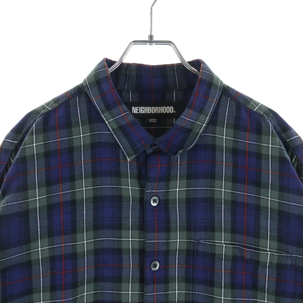 NEIGHBORHOOD(ネイバーフッド) 24SS TARTAN CHECK SHIRT LS チェック柄 コットン 長袖シャツ パープル 241BENH-SHM01
