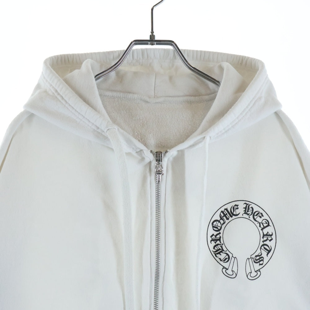 CHROME HEARTS(クロムハーツ) SWTSHRT HD ZIP バックホースシュー 袖フローラルプリント ジップアップフーディーパーカー ホワイト