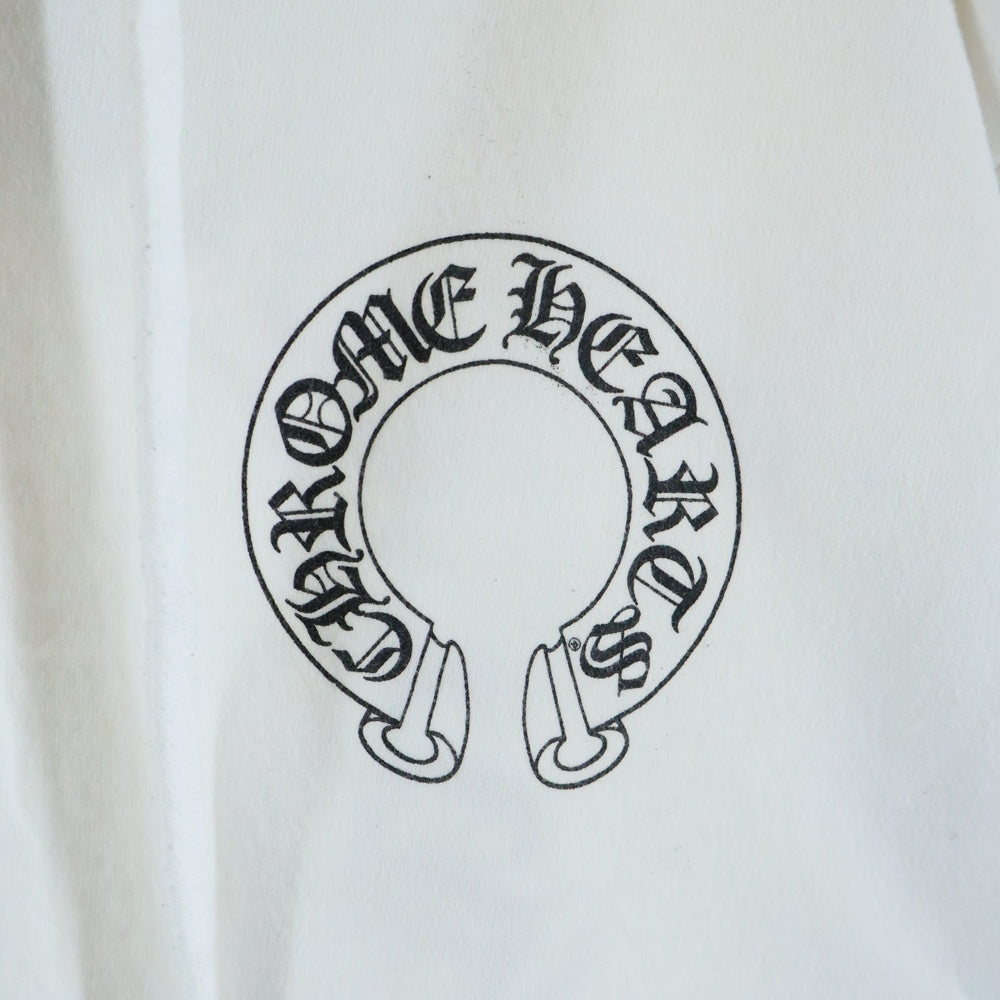 CHROME HEARTS(クロムハーツ) SWTSHRT HD ZIP バックホースシュー 袖フローラルプリント ジップアップフーディーパーカー ホワイト