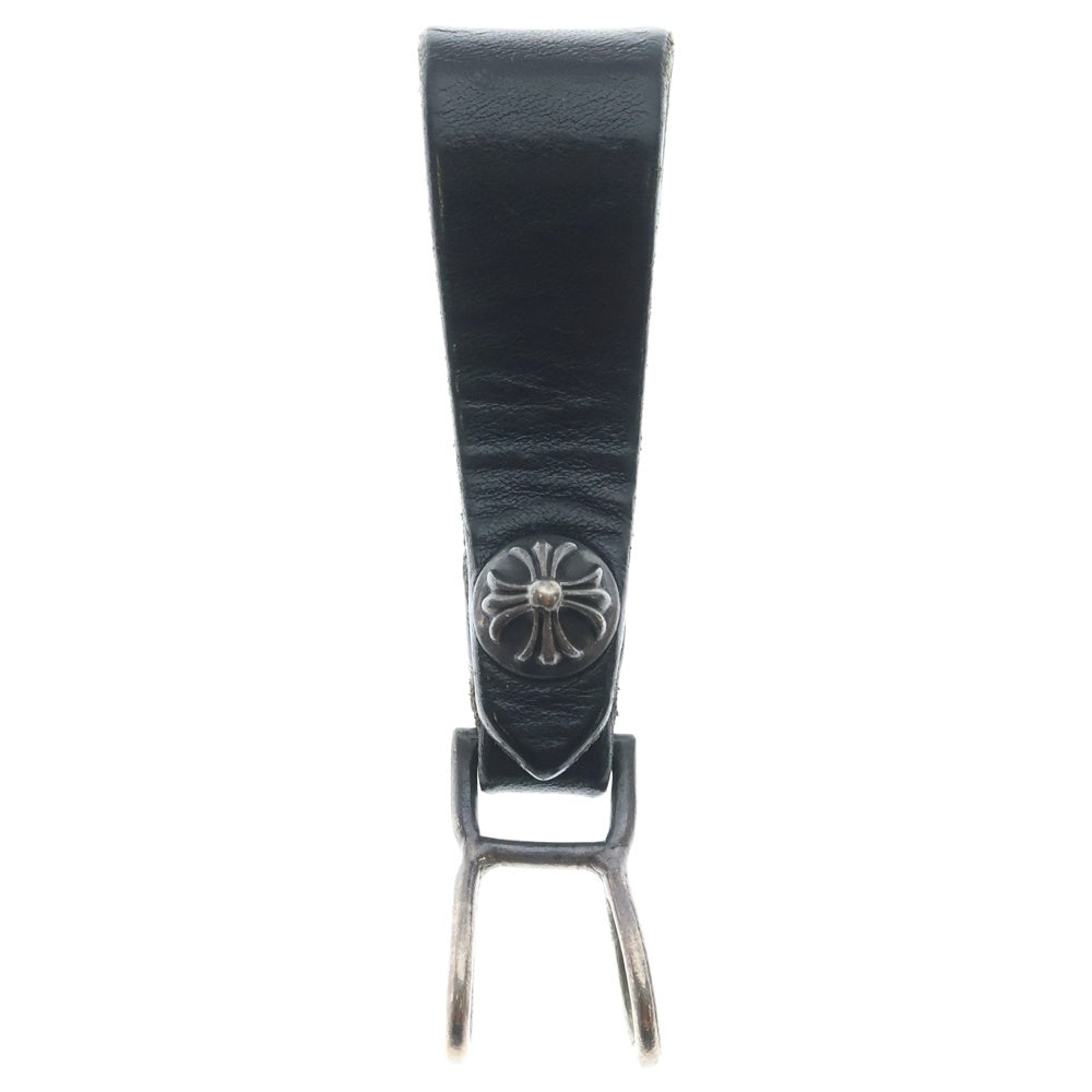 CHROME HEARTS(クロムハーツ) BELT LOOP クロスボールボタンレザーベルトループ シルバー/ブラック BCA397
