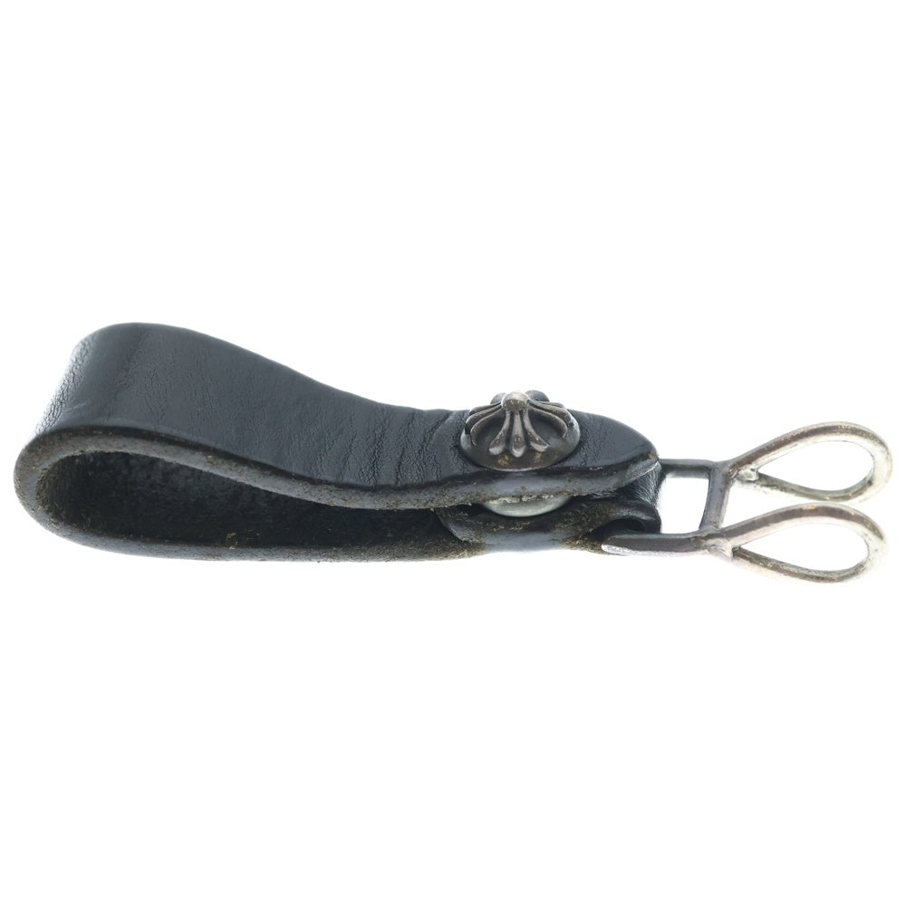 CHROME HEARTS(クロムハーツ) BELT LOOP クロスボールボタンレザーベルトループ シルバー/ブラック BCA397