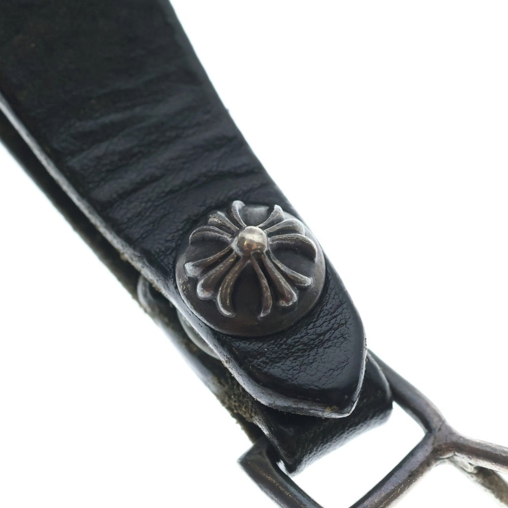 CHROME HEARTS(クロムハーツ) BELT LOOP クロスボールボタンレザーベルトループ シルバー/ブラック BCA397