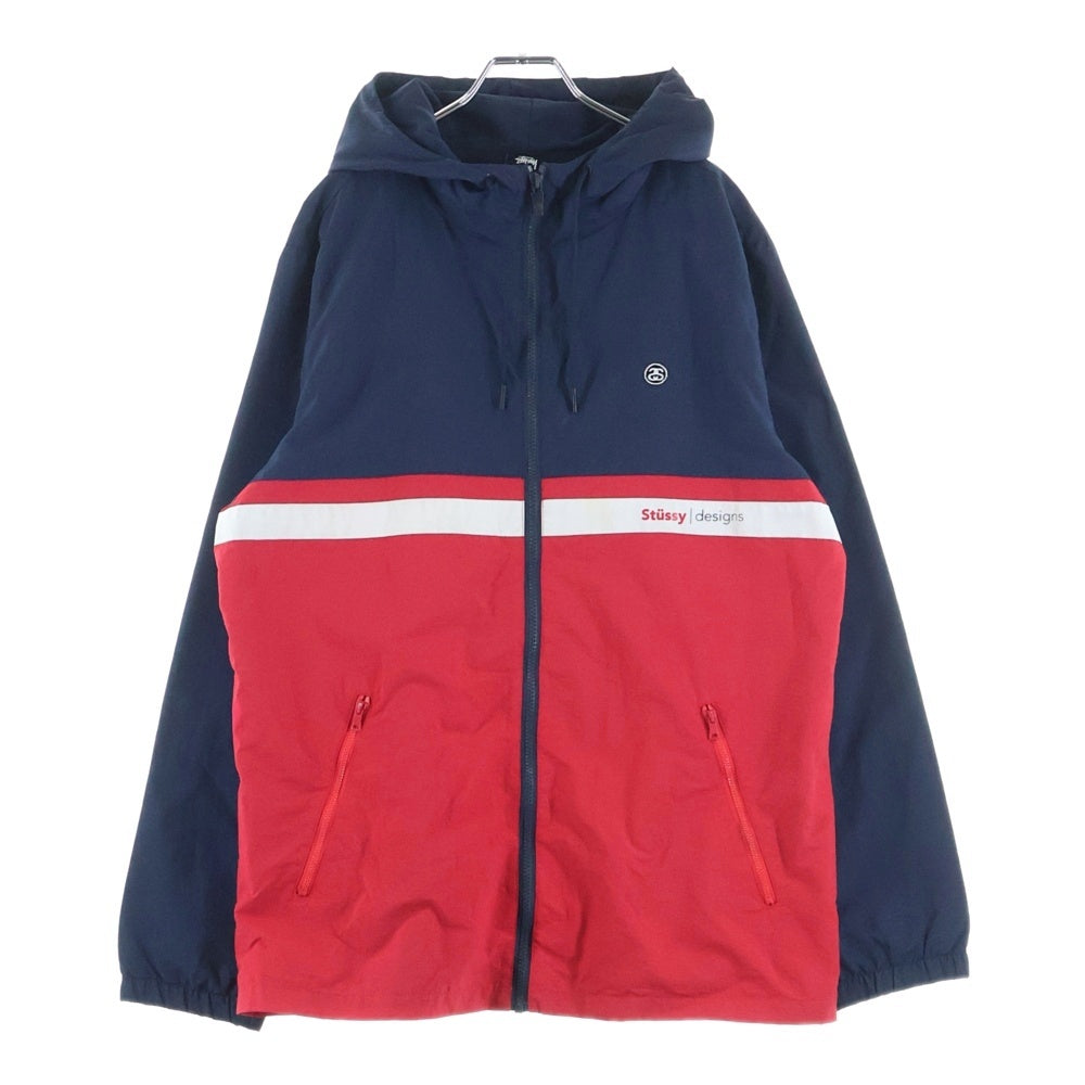 STUSSY(ステューシー) 90s OLD NYLON ZIP UP JACKET ナイロン ジップアップジャケット ネイビー/レッド