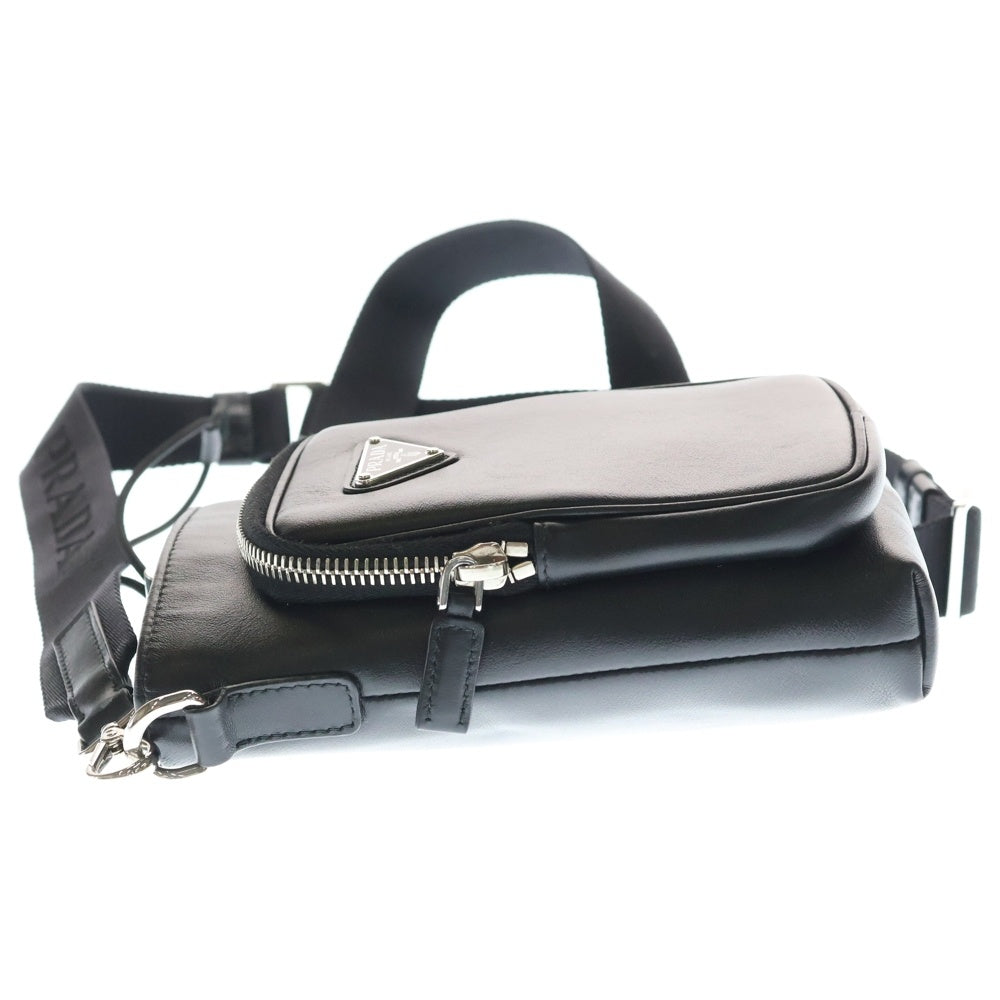 PRADA(プラダ) トライアングルロゴ レザー スマートフォンポーチ ショルダーバッグ ブラック 2ZH155