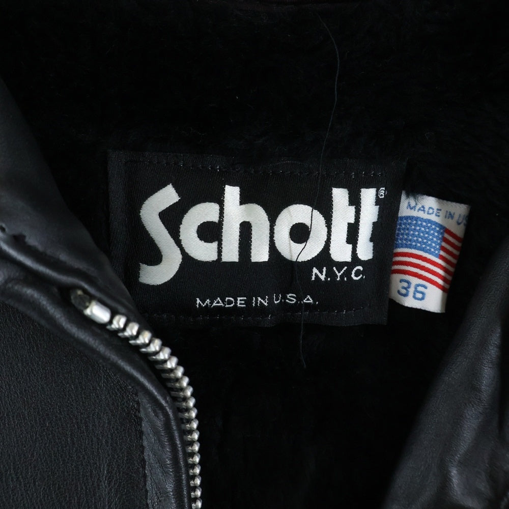 SCHOTT(ショット) Leather Jacket シングルレザージャケット ライナー付き ブラック