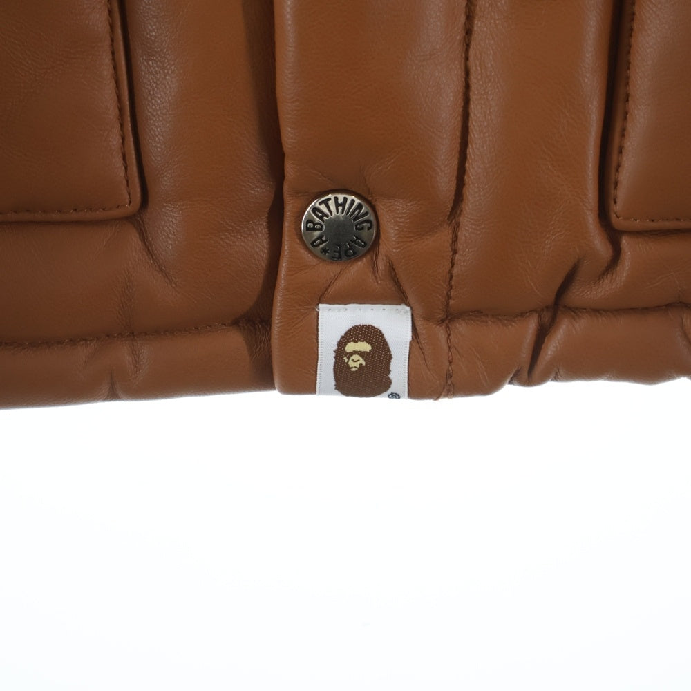 A BATHING APE(アベイシングエイプ) 25AW LEATHER CLASSIC DOWN JACKET シープスキン レザー クラシック ダウンジャケット ブラウン 001DNL801011M