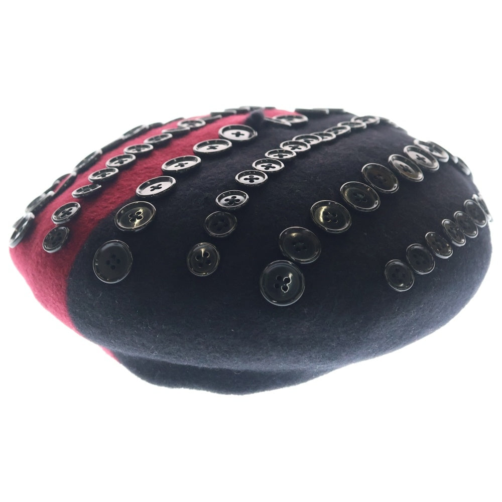 TAKAHIROMIYASHITA The SoloIst.(タカヒロミヤシタザソロイスト) 25SS xKIJIMATAKAYUKI Two tone Beret ツートーン ベレー帽 ブラック/レッド sa.0020SS25
