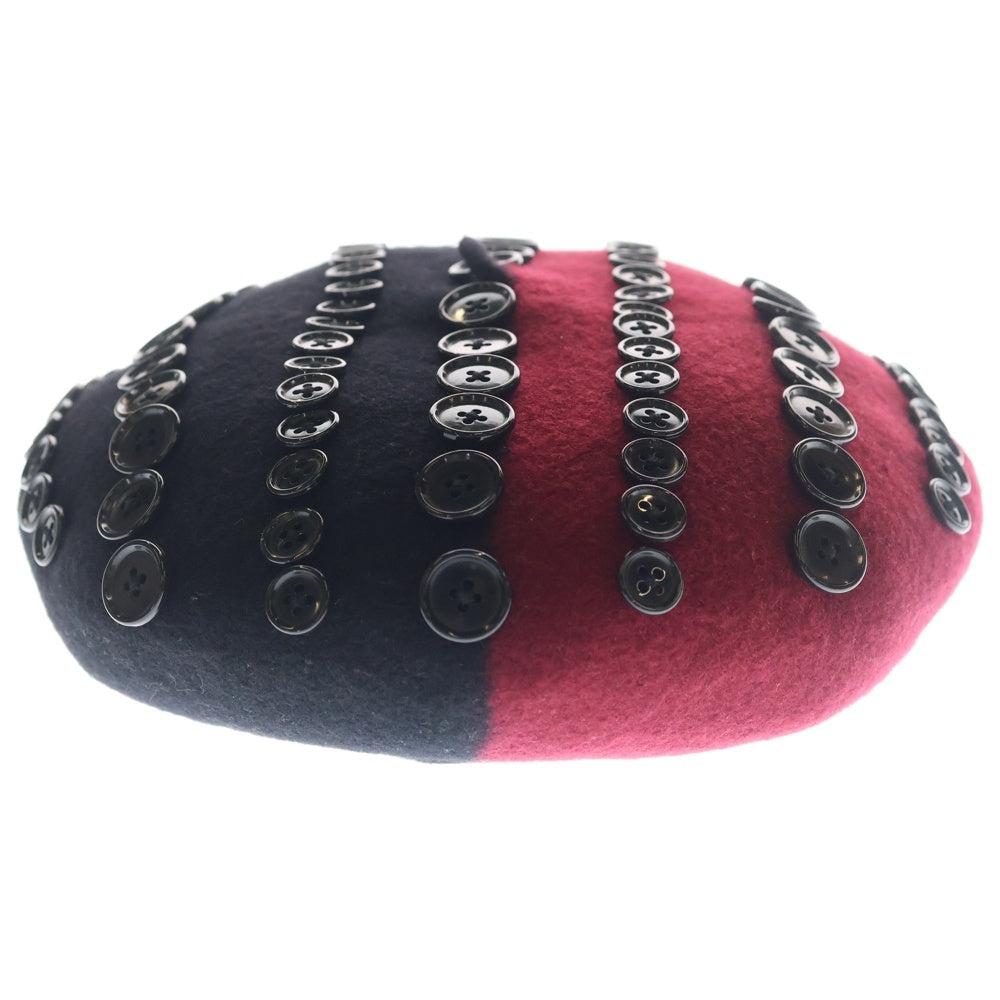 TAKAHIROMIYASHITA The SoloIst.(タカヒロミヤシタザソロイスト) 25SS xKIJIMATAKAYUKI Two tone Beret ツートーン ベレー帽 ブラック/レッド sa.0020SS25