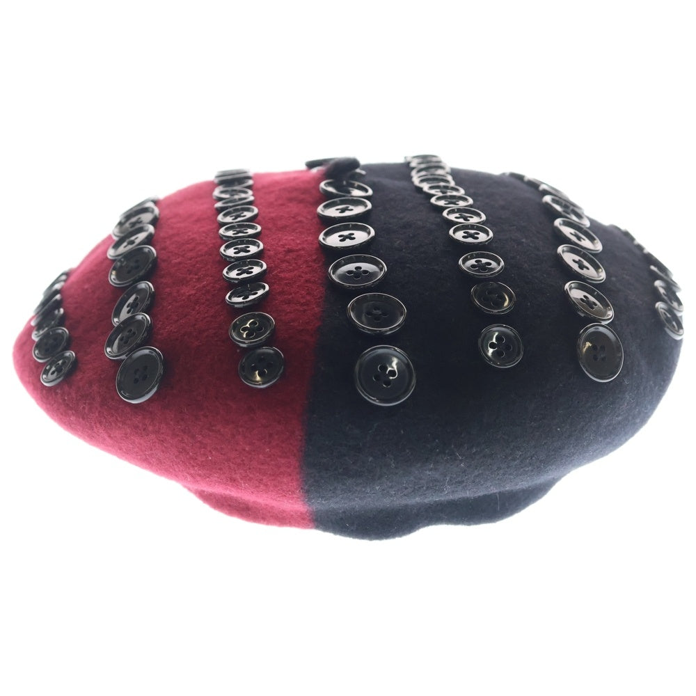 TAKAHIROMIYASHITA The SoloIst.(タカヒロミヤシタザソロイスト) 25SS xKIJIMATAKAYUKI Two tone Beret ツートーン ベレー帽 ブラック/レッド sa.0020SS25
