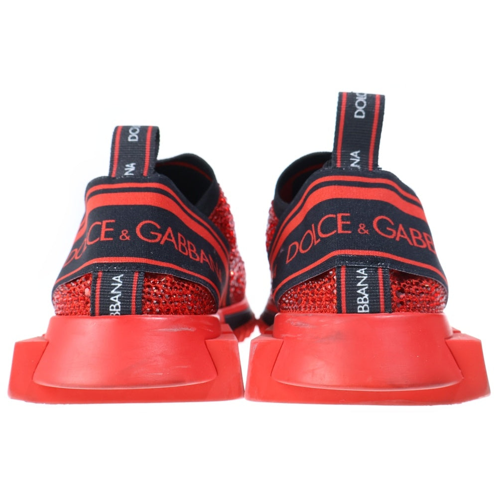 DOLCE & GABBANA(ドルチェアンドガッバーナ) ラインストーンロゴ ローカットスニーカー レッド CS1724 AZ284