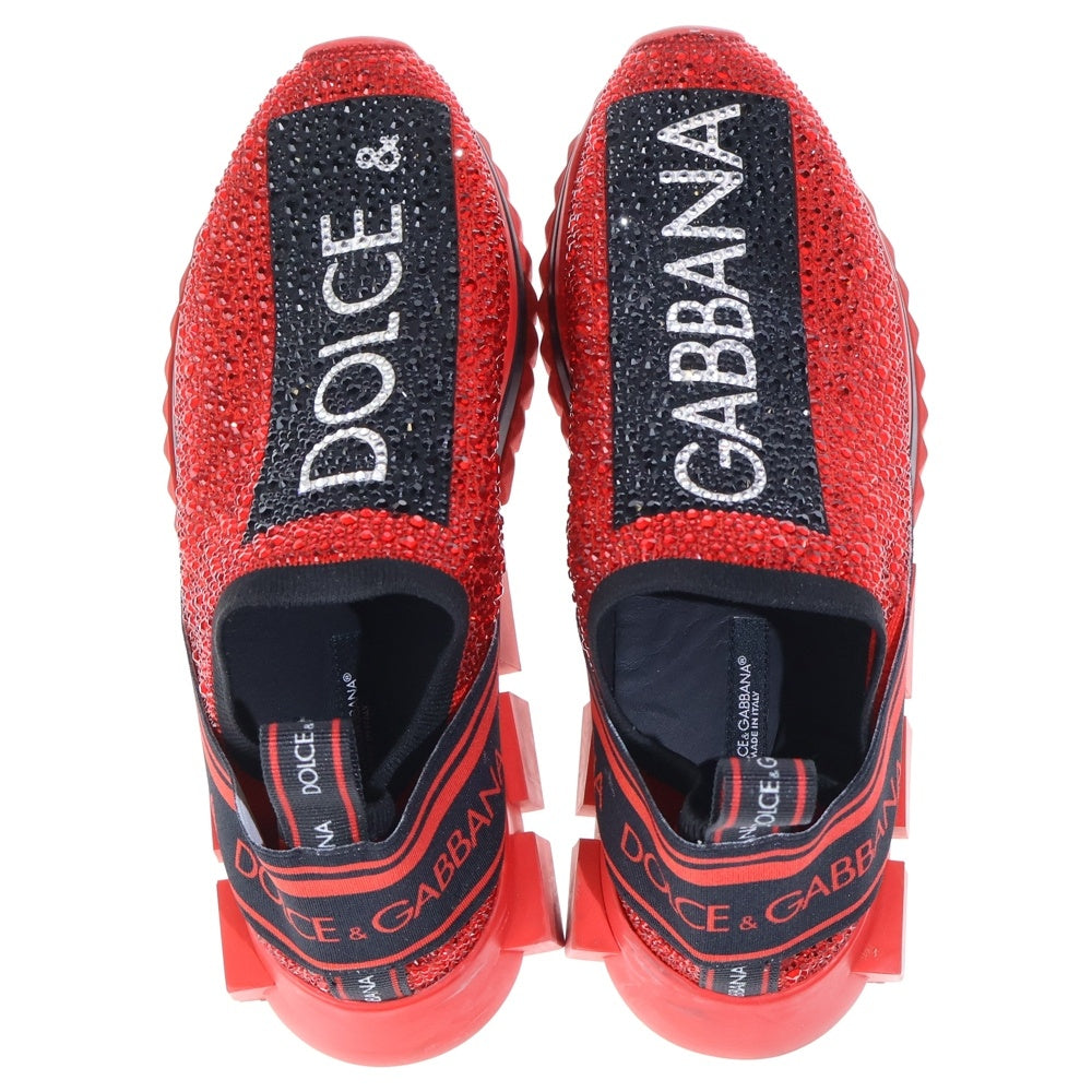 DOLCE & GABBANA(ドルチェアンドガッバーナ) ラインストーンロゴ ローカットスニーカー レッド CS1724 AZ284