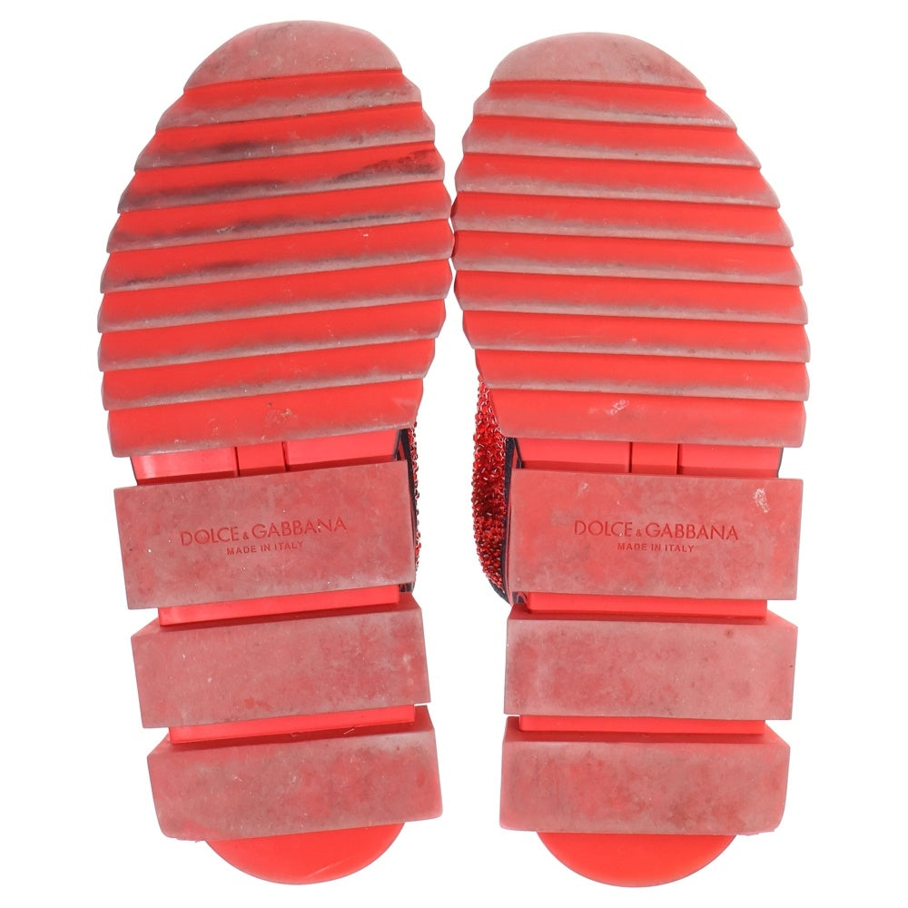 DOLCE & GABBANA(ドルチェアンドガッバーナ) ラインストーンロゴ ローカットスニーカー レッド CS1724 AZ284