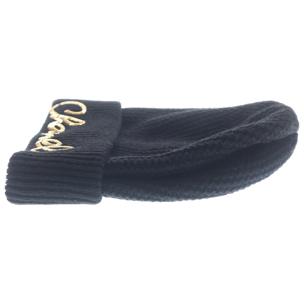CHANEL(シャネル) スパンコールロゴ カシミヤビーニー ニット帽 ブラック AA8313