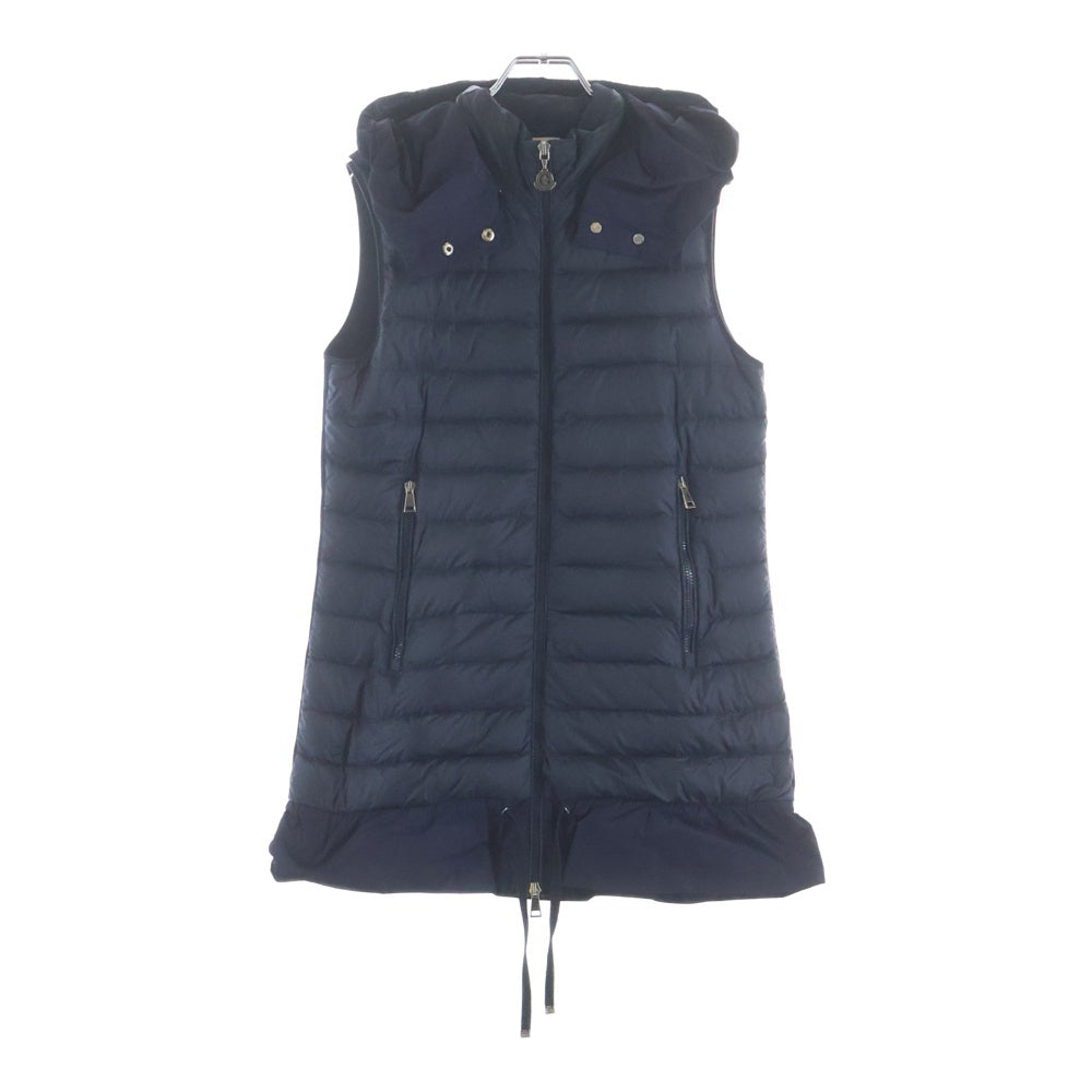 MONCLER(モンクレール) 18SS GILET 裾フリル 異素材切替 フーデッド ダウンベスト ネイビー レディース D10938452200
