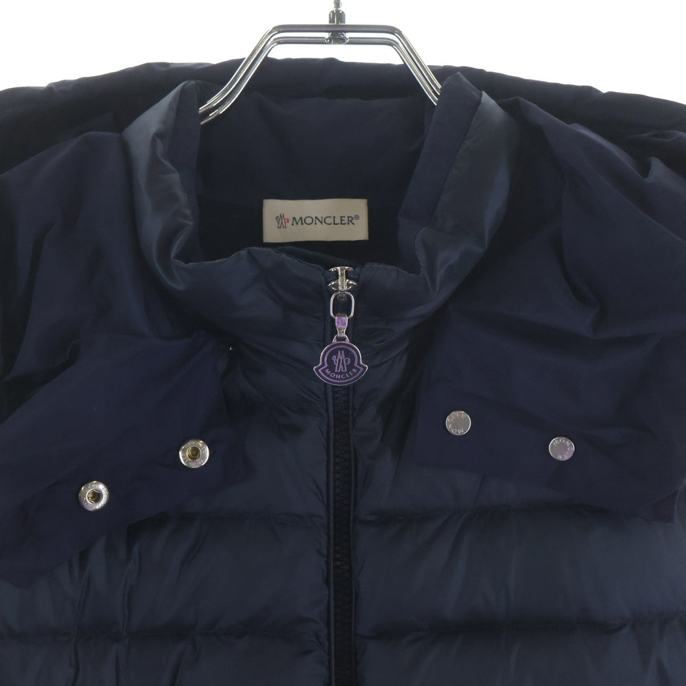 MONCLER(モンクレール) 18SS GILET 裾フリル 異素材切替 フーデッド ダウンベスト ネイビー レディース D10938452200
