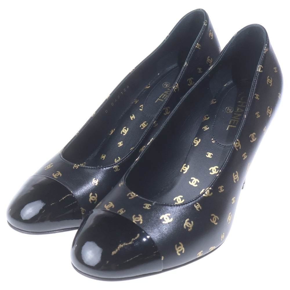CHANEL(シャネル) ココマークロゴ レタリング ハイヒールパンプス サンダル ブラック/ゴールド レディース G46385