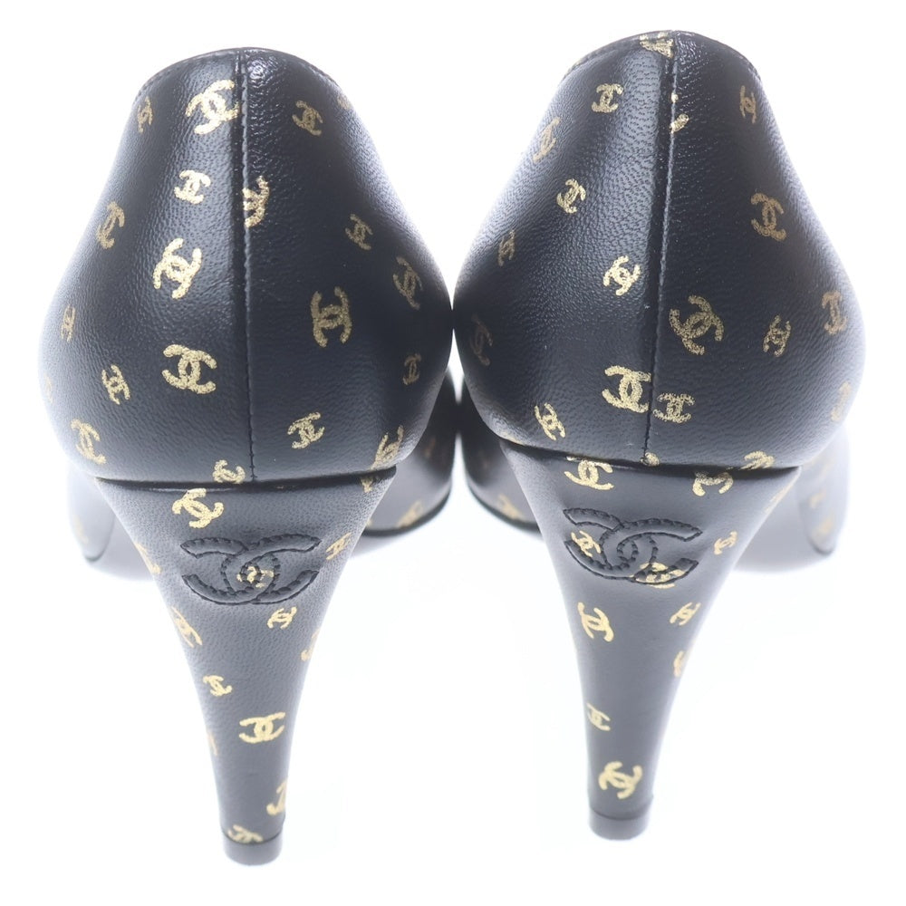 CHANEL(シャネル) ココマークロゴ レタリング ハイヒールパンプス サンダル ブラック/ゴールド レディース G46385