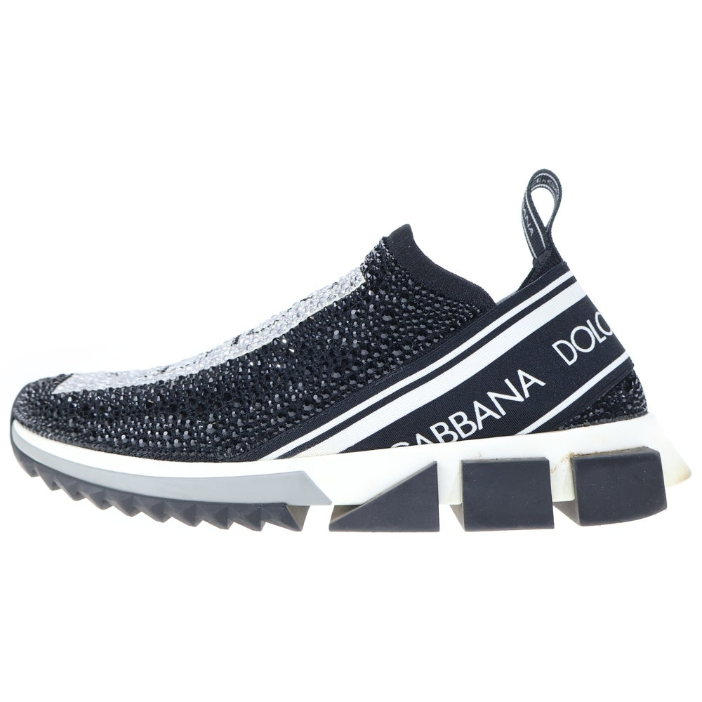 DOLCE & GABBANA(ドルチェアンドガッバーナ) ラインストーンロゴ ローカットスニーカー ブラック CS1724 AZ325