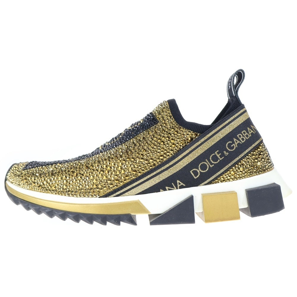 DOLCE & GABBANA(ドルチェアンドガッバーナ) ラインストーンロゴ ローカットスニーカー ゴールド CK1644 AZ293