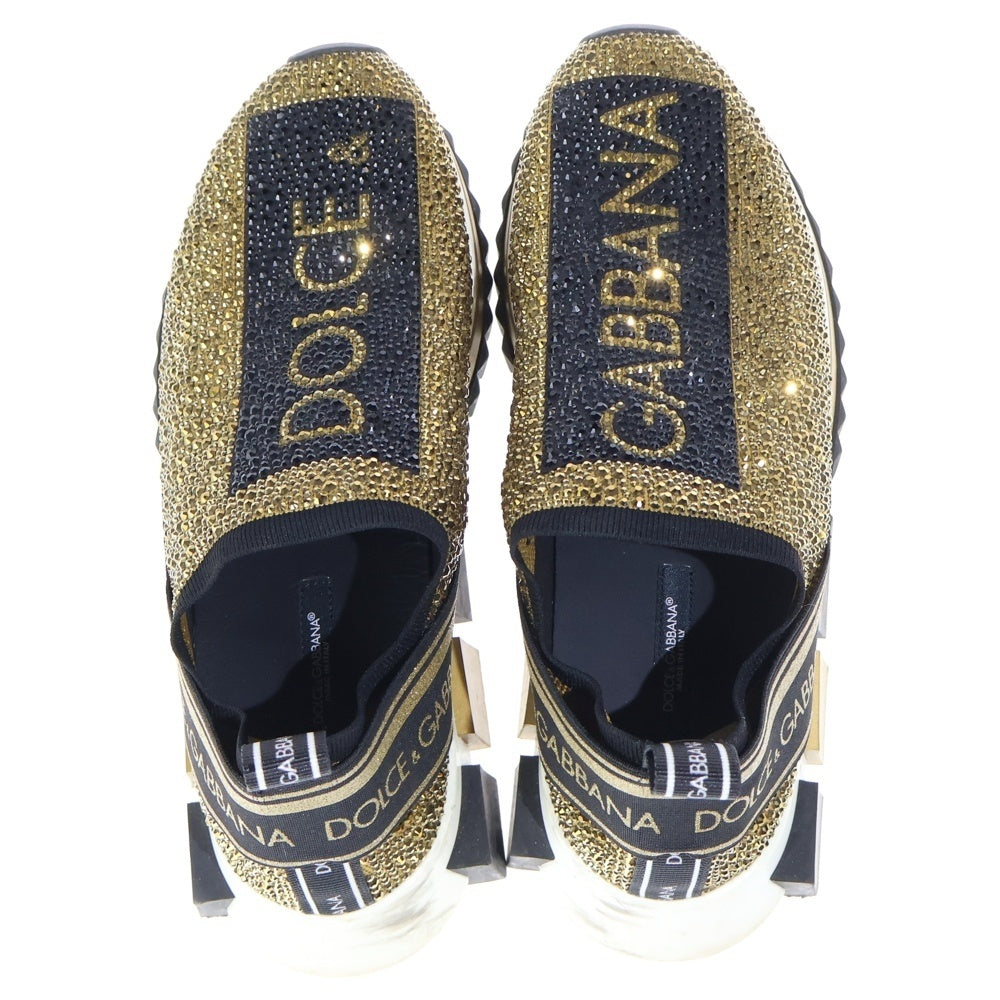 DOLCE & GABBANA(ドルチェアンドガッバーナ) ラインストーンロゴ ローカットスニーカー ゴールド CK1644 AZ293
