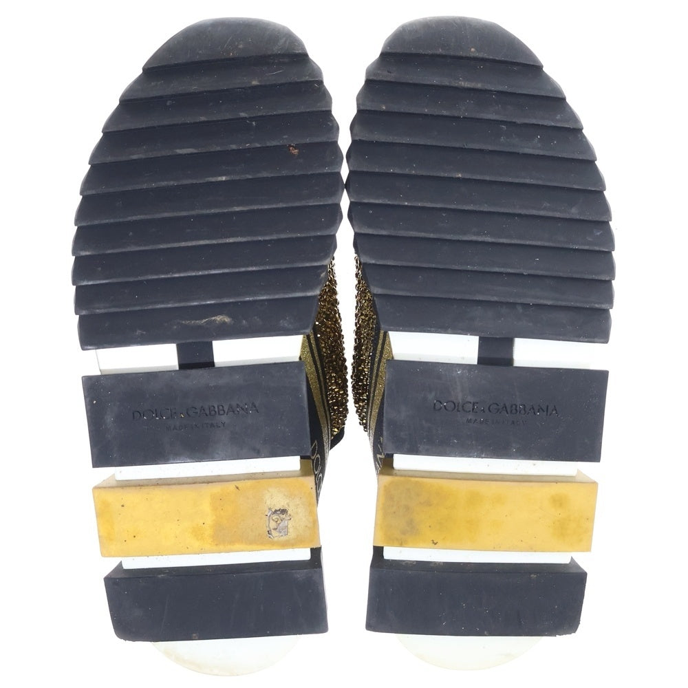 DOLCE & GABBANA(ドルチェアンドガッバーナ) ラインストーンロゴ ローカットスニーカー ゴールド CK1644 AZ293