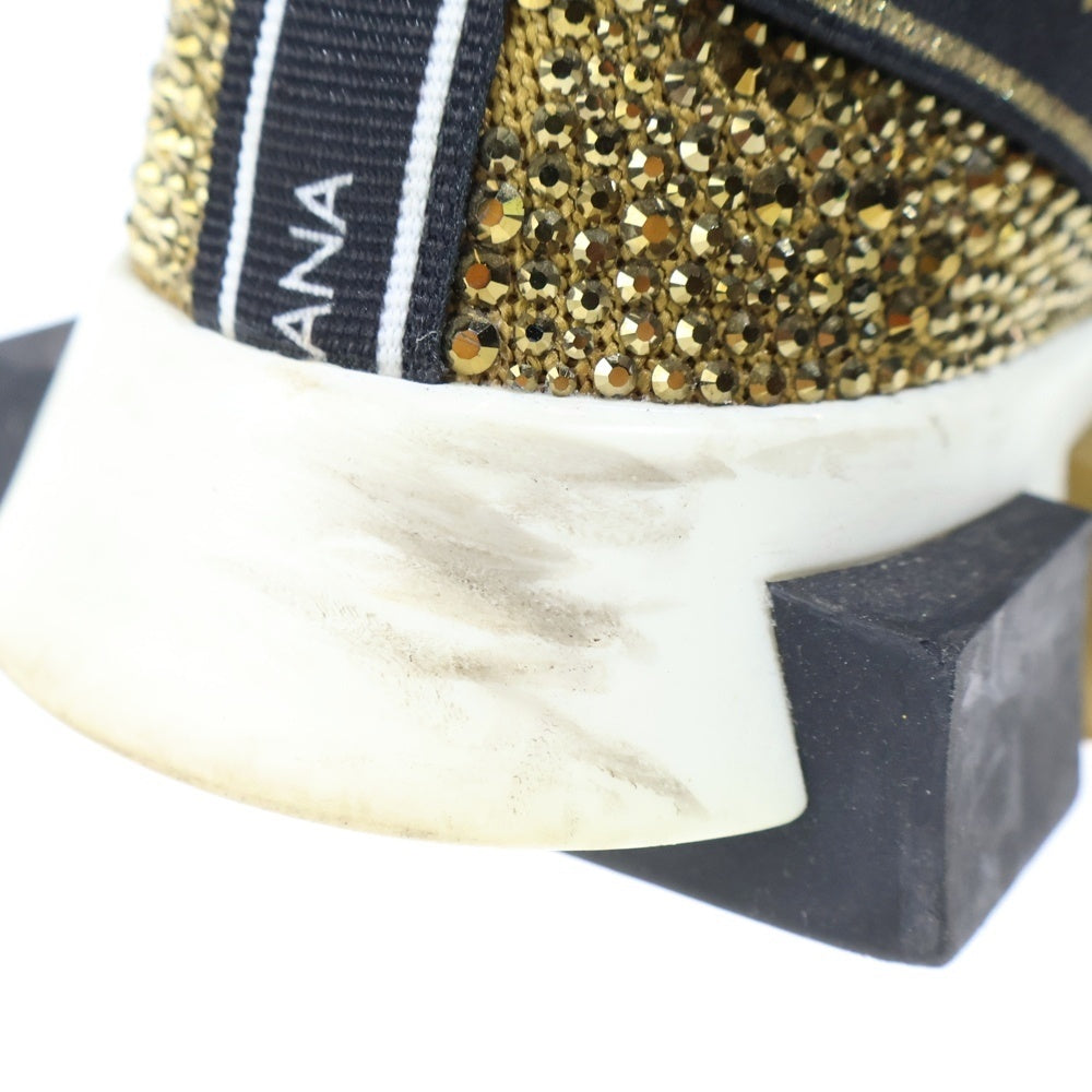 DOLCE & GABBANA(ドルチェアンドガッバーナ) ラインストーンロゴ ローカットスニーカー ゴールド CK1644 AZ293
