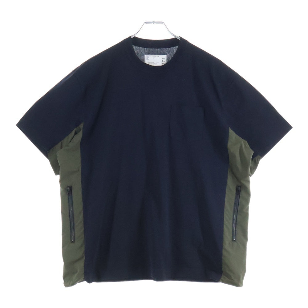Sacai(サカイ) リップストップパネル 半袖Tシャツ カットソー ネイビー/カーキ 24-03473M