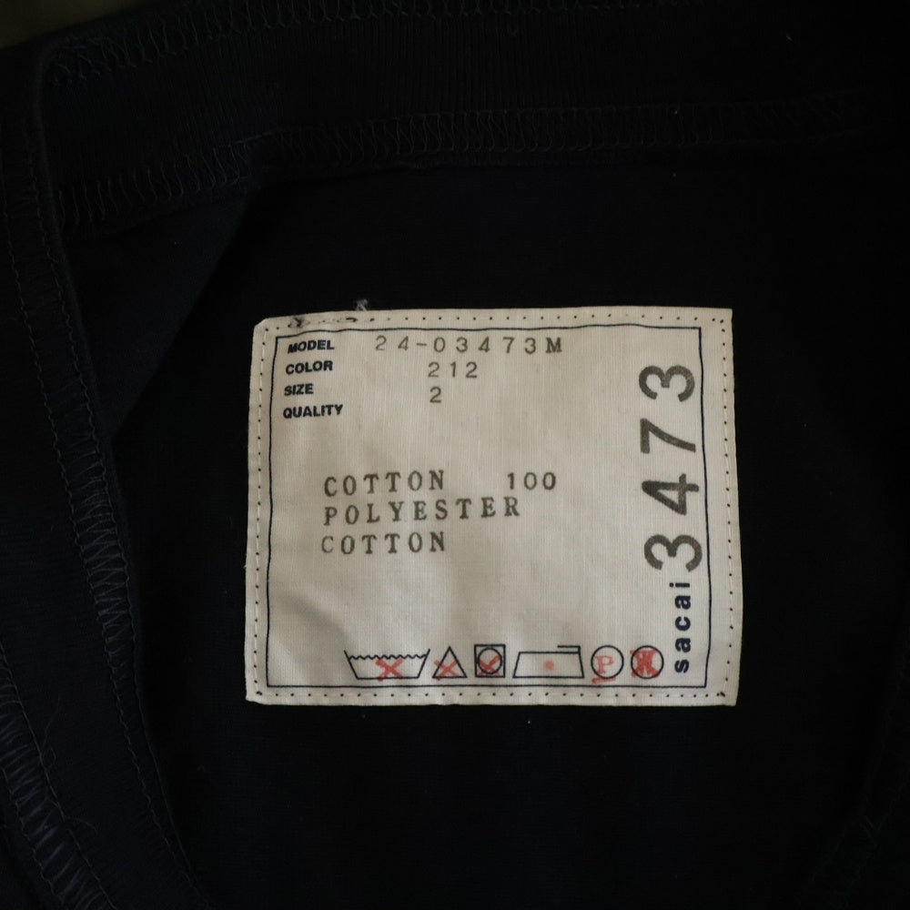Sacai(サカイ) リップストップパネル 半袖Tシャツ カットソー ネイビー/カーキ 24-03473M