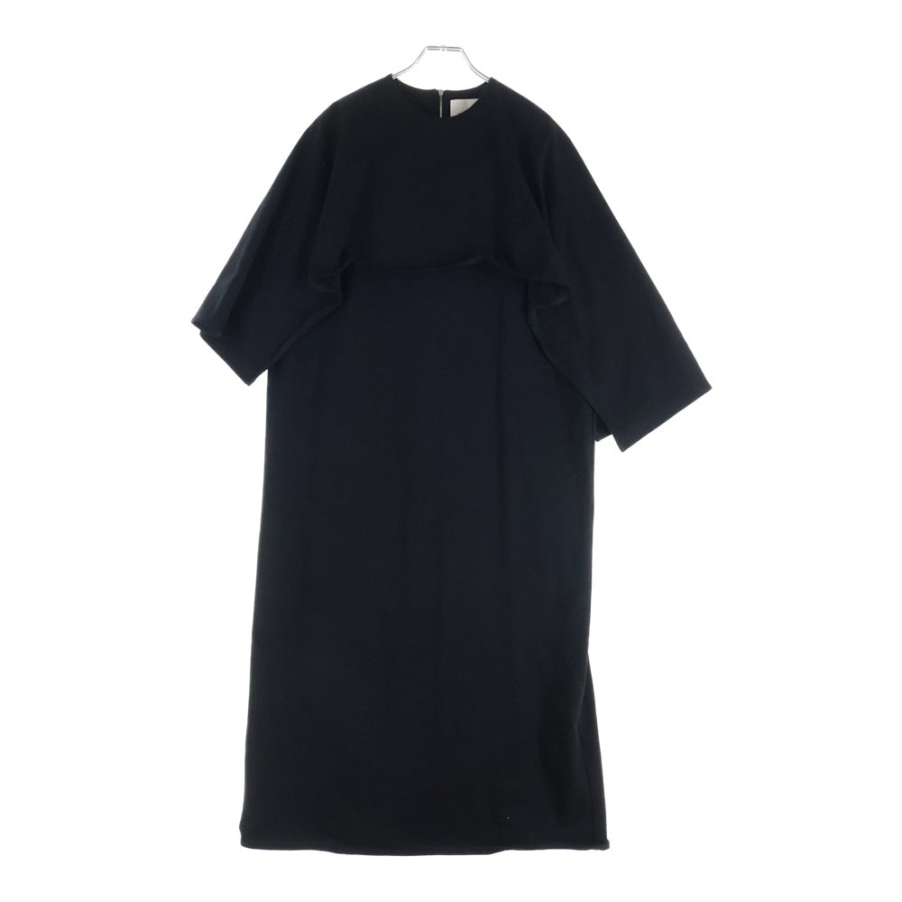 JIL SANDER(ジルサンダー) 24SS DRESS W/CAPE ケープデザインコットンドレスワンピース ブラック レディース J03CT0368