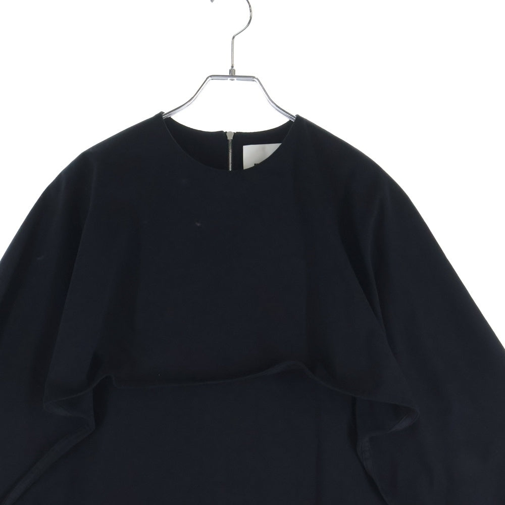 JIL SANDER(ジルサンダー) 24SS DRESS W/CAPE ケープデザインコットンドレスワンピース ブラック レディース J03CT0368