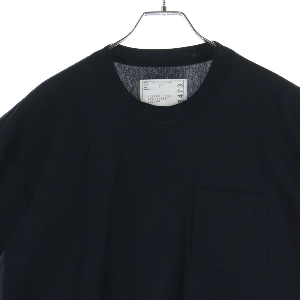 Sacai(サカイ) リップストップパネル 半袖Tシャツ カットソー ブラック 24-03473M